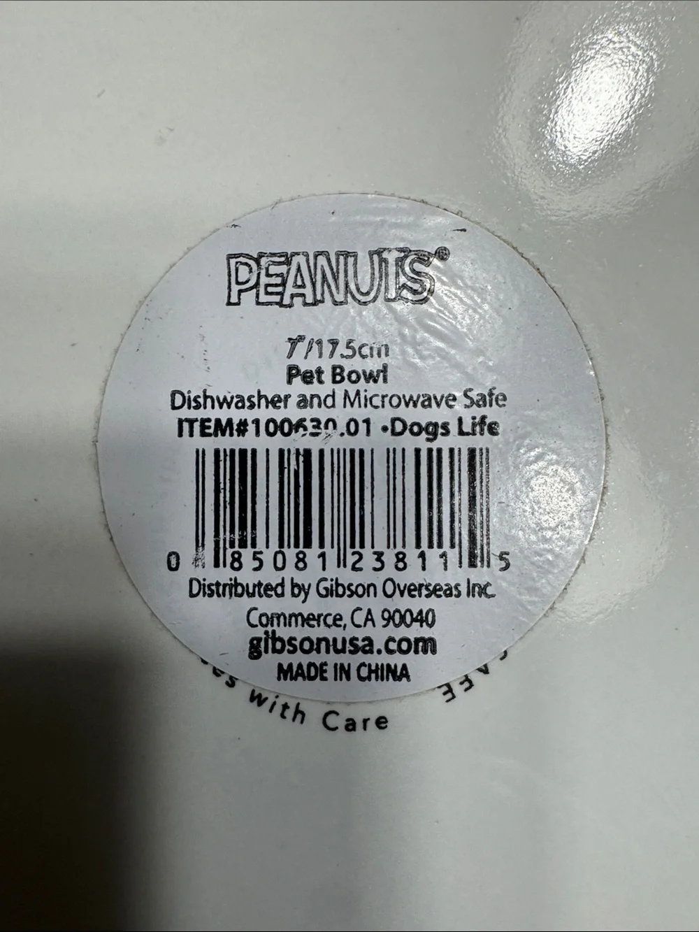 PEANUTS Snoopy HAPPY “ Dogs life” ceramic pet bowl. 7” X 3 1/8”